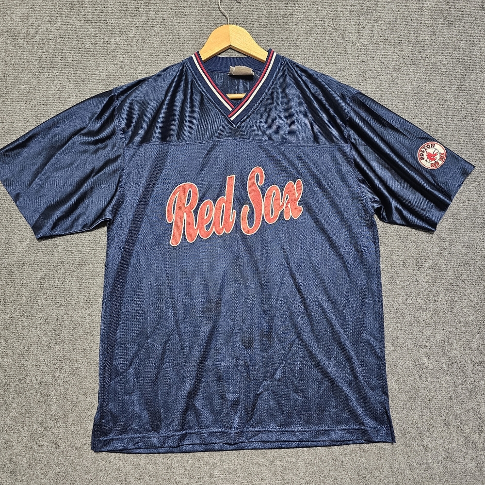 Vintage 90s Lee Sports Boston Red Sox Baseball MLB Jersey Sz Large Mesh Cursive